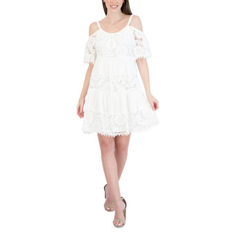 Women's Lace Cold-Shoulder Shift Dress