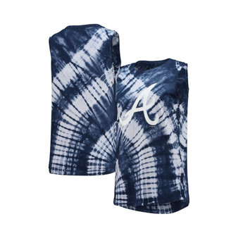 Women's Navy Atlanta Braves Money Ball Tie-Dye Tank Top