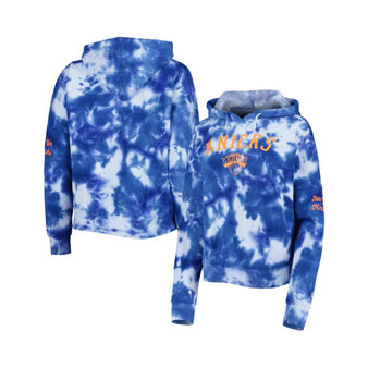 Women's Royal New York Knicks Brushed Cotton Tie-Dye Pullover Hoodie