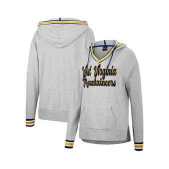 Women's Heathered Gray West Virginia Mountaineers Andy V-Neck Pullover Hoodie