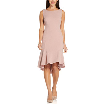 Metallic-Knit Cowl-Back Fit & Flare Dress