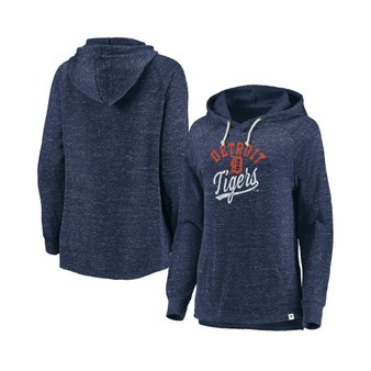 Women's Navy Detroit Tigers Faded Script Raglan Pullover Hoodie