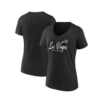 Women's Branded Black Las Vegas Raiders Shine Time V-Neck T-shirt