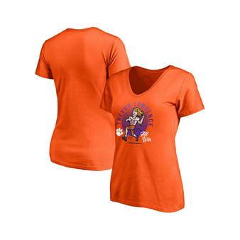 Women's Trevor Lawrence Orange Clemson Tigers Caricature V-Neck T-shirt