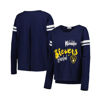 Women's Navy Milwaukee Brewers Free Agent Long Sleeve T-shirt