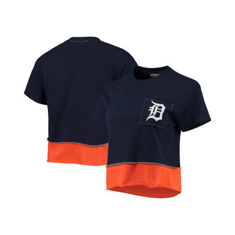 Women's Navy Detroit Tigers Cropped T-shirt