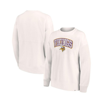 Women's Branded White Minnesota Vikings Leopard Team Pullover Sweatshirt