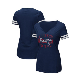 Women's Navy and White Houston Texans Showtime Tailgate Party Notch Neck T-shirt