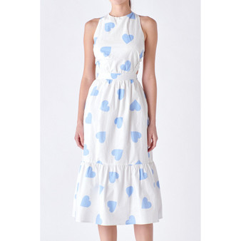 Women's Heart Shape Open Back Midi Dress