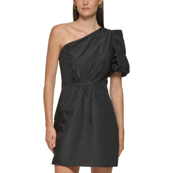 Women's One-Shoulder Puff-Sleeve Taffeta Dress