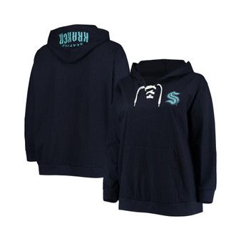 Women's Deep Sea Blue Seattle Kraken Plus Size Lace-Up Pullover Hoodie
