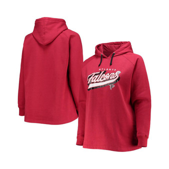 Women's Branded Red Atlanta Falcons Plus Size First Contact Raglan Pullover Hoodie