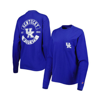 Women's Royal Kentucky Wildcats Oversized Pocket Long Sleeve T-shirt