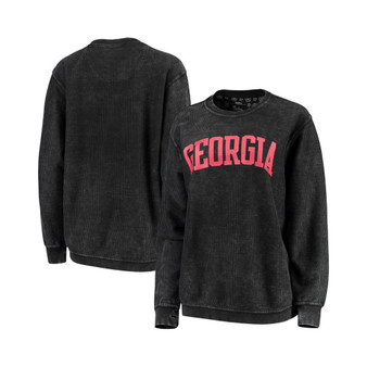 Women's Black Georgia Bulldogs Comfy Cord Vintage-Like Wash Basic Arch Pullover Sweatshirt