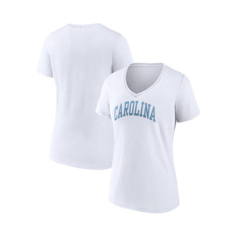Women's Branded White North Carolina Tar Heels Basic Arch V-Neck T-shirt