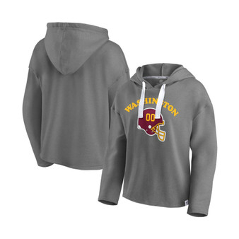 Women's Heathered Gray Washington Football Team Historic Logo Sport Resort Vintage-Like Arc Cropped Raw Edge Pullover Hoodie
