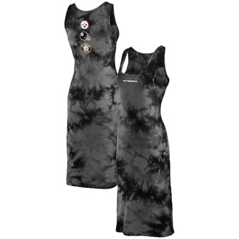 Women's Black Pittsburgh Steelers Tie-Dye Tank Top Dress