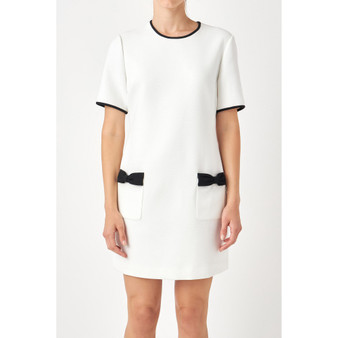 Women's Contrast Accent Shift Pocket Mini Dress
