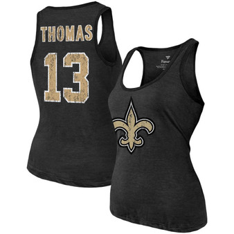 Women's Heathered Black New Orleans Saints Name Number Tri-Blend Tank Top