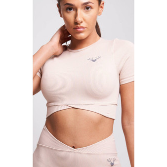 Women's Estron Recycled Rib Criss-Cross Crop Top - Mink