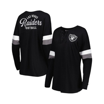 Women's Black Las Vegas Raiders Athletic Varsity Lace-Up Long Sleeve T-shirt