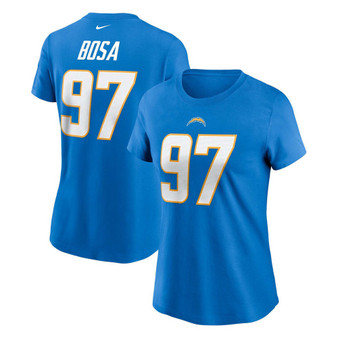 Women's Joey Bosa Powder Blue Los Angeles Chargers Name Number T-shirt