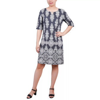 Elbow Sleeve Shift Dress