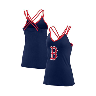 Women's Branded Navy Boston Red Sox Barrel It Up Cross Back V-Neck Tank Top