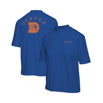 Women's Royal Denver Broncos Half-Sleeve Mock Neck T-shirt