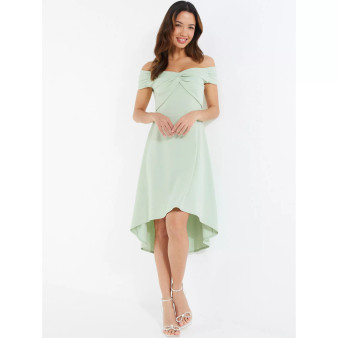 Women's Off The Shoulder Knot Front A-Line Dress