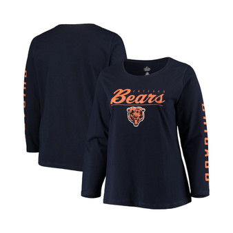 Women's Navy Chicago Bears Plus Size Team Logo Long Sleeve T-shirt
