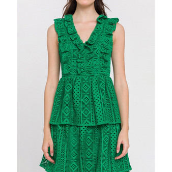 Women's All Over Lace Ruffled Dress