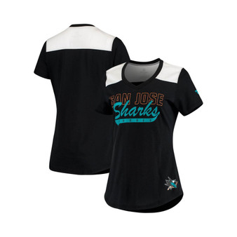 Women's Branded Black San Jose Sharks Iconic V-Neck T-shirt