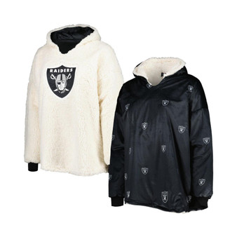 Women's Black, White Las Vegas Raiders Repeat Print Reversible Hoodeez