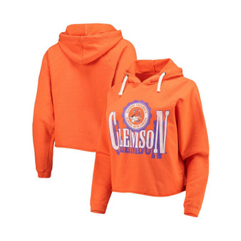 Women's Orange Clemson Tigers Vault Vintage-Like Cropped Pullover Raglan Hoodie