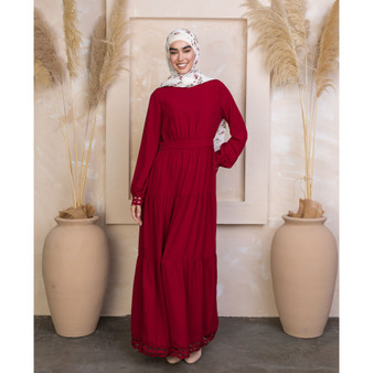 Women's Lace-Trim Tiered Maxi Dress