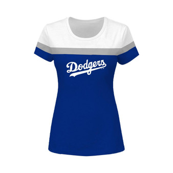 Women's White, Royal Los Angeles Dodgers Plus Size Colorblock T-shirt