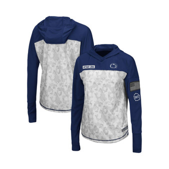 Women's Gray and Navy Penn State Nittany Lions OHT Military-Inspired Appreciation Mission Arctic Camo Hoodie Long Sleeve T-shirt
