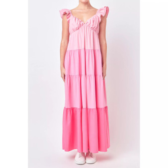 Women's Sweet Heart Color Block Maxi Dress