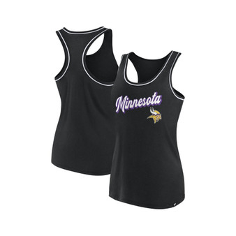 Women's Branded Black Minnesota Vikings Wordmark Logo Racerback Scoop Neck Tank Top