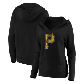 Plus Size Black Pittsburgh Pirates Core Team Crossover V-Neck Pullover Hoodie