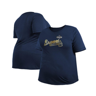 Women's Navy Atlanta Braves 2022 Gold Program Plus Size T-shirt