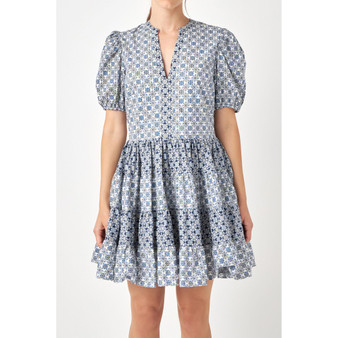 Women's Printed Drop Waist Mini Dress