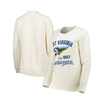 Women's Cream West Virginia Mountaineers Old Standard Pennant Knobi Raglan Pullover Sweatshirt