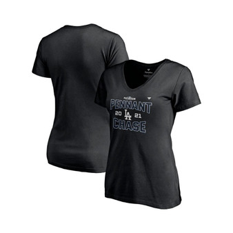 Women's Branded Black Los Angeles Dodgers 2021 Division Series Winner Locker Room Plus Size V-Neck T-shirt