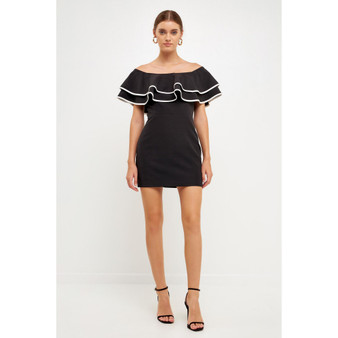 Women's Contrast Binding Mini Dress