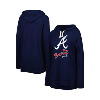 Women's Navy Atlanta Braves Pre-Game Raglan Pullover Hoodie