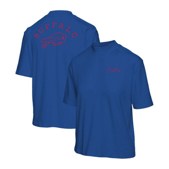 Women's  Royal Buffalo Bills Half-Sleeve Mock Neck T-shirt