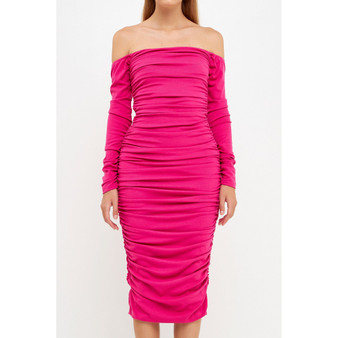 Women's Ruched Midi Dress