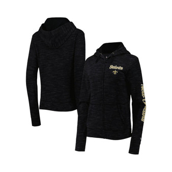 Women's Black New Orleans Saints Reverse Space-Dye Full-Zip Hoodie
